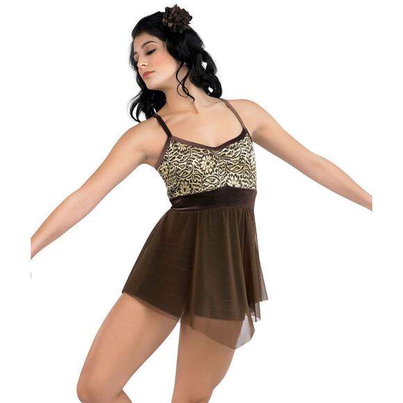 Dance Costume Medium Adult Brown Gold A Wish Come True V1947 Lyrical Cheetah - Picture 1 of 3